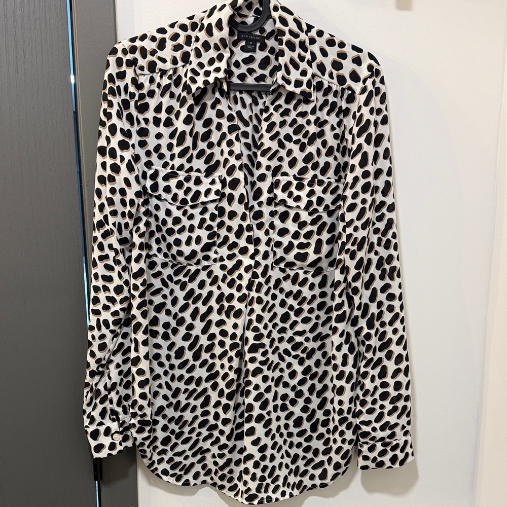 Ann Taylor Animal Print Popover Blouse